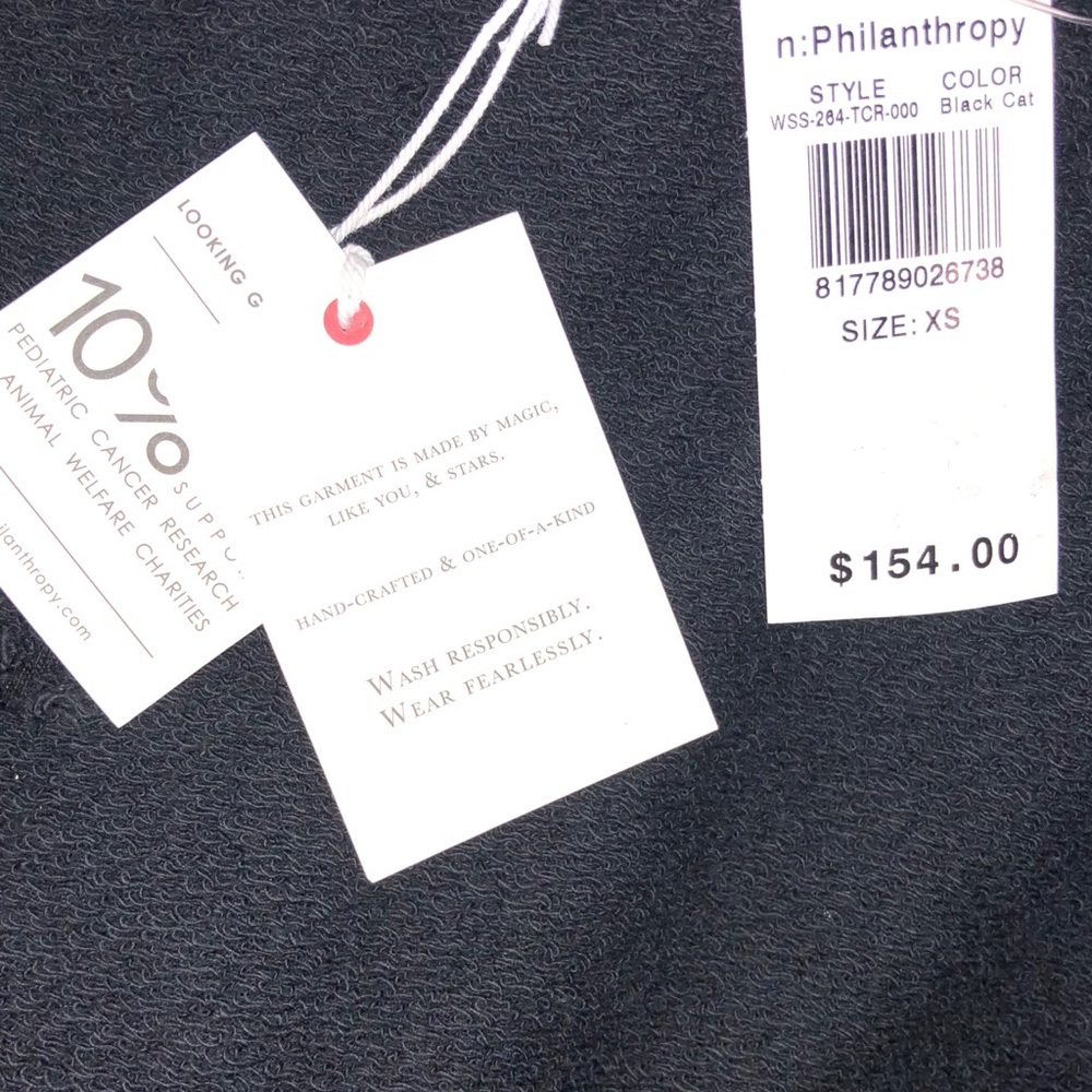 ➡️N: Philanthropy black cat zip up hoodie XS NWT - Picture 8 of 8